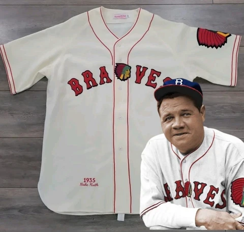 NWOT VINTAGE AUTHENTIC BABE RUTH BOSTON BRAVES MITCHELL NESS JERSEY 2XL 52 RARE Cover