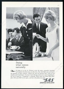 1963 SAS Scandinavian Airlines beautiful stewardess 2 photo vintage print ad - Picture 1 of 7