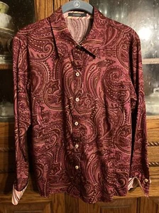 VTG LIZ CLAIBORNE Polished Cotton Paisley Blouse French Cuffs!  12 Petite NWOT - Picture 1 of 6