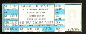 DURAN DURAN VOLL UNBENUTZTES TICKET 22.07.87 COMPTON TERRASSE PHOENIX, AZ ORIGINAL! - Bild 1 von 2