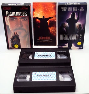HIGHLANDER 1 & 2 THE QUICKENING VHS + Advertising Poster THERE CAN BE ONLY ONE! - Picture 1 of 11