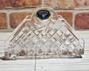 Molinete de servilleta de cristal de corte bohemio vintage de 6"" checo - Imagen 1 de 5