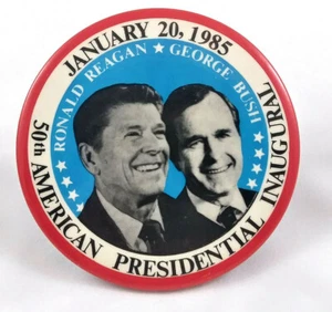 Reagan Bush 1985 50º Botón Político Inaugural Presidencial Estadounidense - Imagen 1 de 2