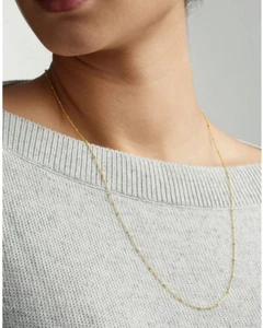 Solid 925 Sterling Silver Gold Filled White Gold Satellite Bead Station Chain... - Picture 1 of 12