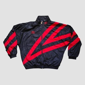 Umbro Vintage 90s Zip Up Jacket Big Logo Manchester United Template Gr. L Black - Bild 1 von 10