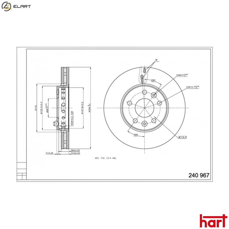2x BRAKE DISC 240 967 FOR RENAULT TRAFIC/III/Van/Bus/Platform/Chassis  NISSAN - Image 1 of 4