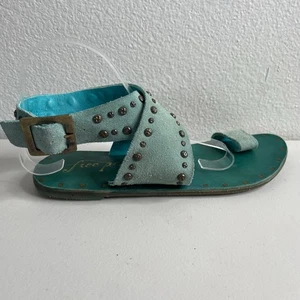 Free People Nassau Wrap Sandals Laguna blue Size 39 Toe Loop - Picture 1 of 11