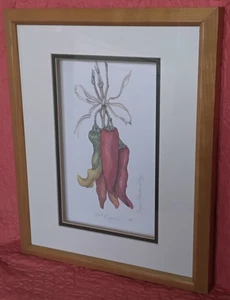Karyn Frances Gray Vintage-Hot Peppers- 95 Vegetable Series Framed Art Print VG - Picture 1 of 7