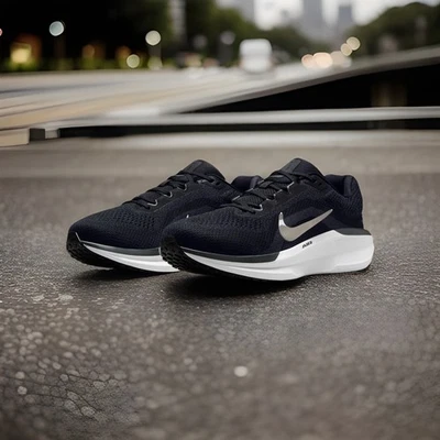 Men’s Nike Winflo 11 Road Running Shoe-Standard & (4E) EXTRA WIDE-White/Black - Image 1 of 4