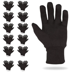 Brown Jersey Gloves, 9.5 Inch - 600 Pack (300 Pairs), Reusable Cotton Blend - Picture 1 of 8