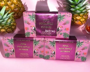 Lote de 3 barras limpiadoras de manteca de karité Bath & Body Works rosa piña amanecer 5 oz nuevas - Imagen 1 de 5