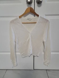 Damen JJ BASICS weiß Strick Langarm Cardigan Pullover Größe Large 100 % Viskose  - Bild 1 von 8