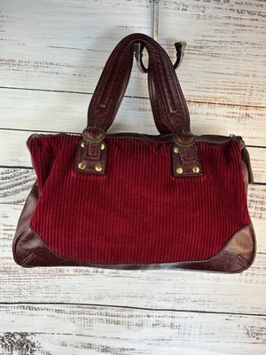 Cartera de pana roja vino vintage bolso con asa superior acogedor terroso ecléctico Cottagecore Foto 1 de 4