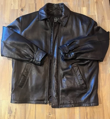 Jos A Bank Large Signature Collection Black Genuine Leather Jacket - Image 1 of 4
