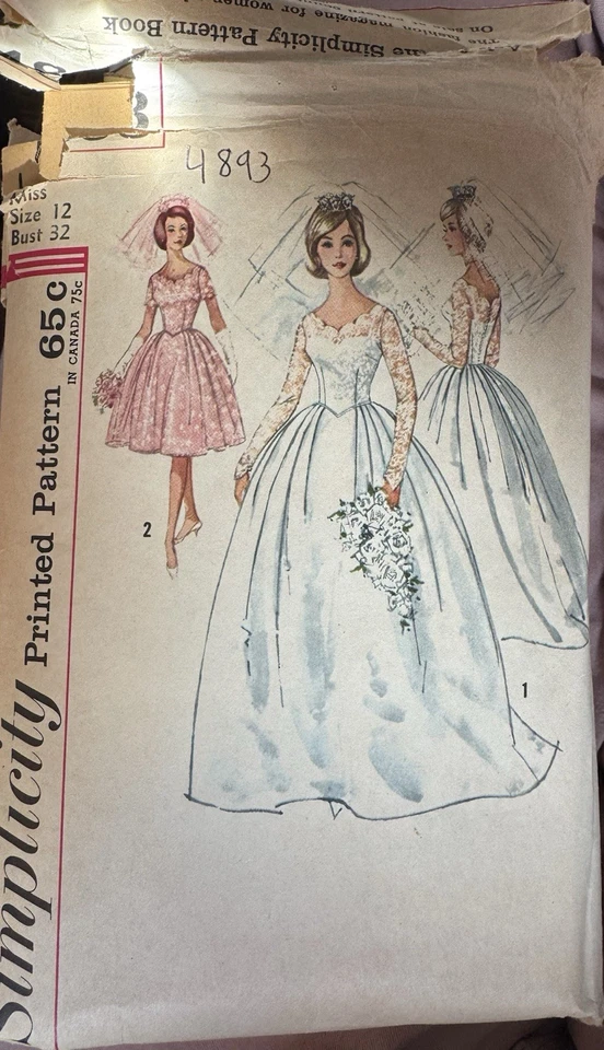 Vestido De Colección Patrón Simplicidad 4893 Misses Boda o Damas de honor Talla 12 Busto 32 Foto 1 de 2