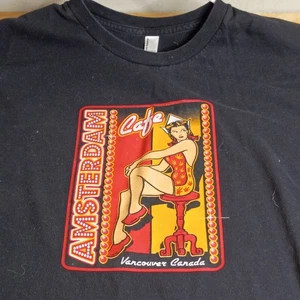 Vintage Y2K T-Shirt Retro Pin Up Girl Cannabis Weed 420 Neu Amsterdam Cafe Shirt - Bild 1 von 9