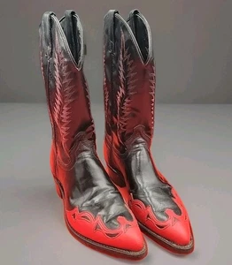 Herren Cowboystiefel Texas Marke 9,5 D Stil T10-123 Hergestellt in den USA Rot & Schwarz - Bild 1 von 17