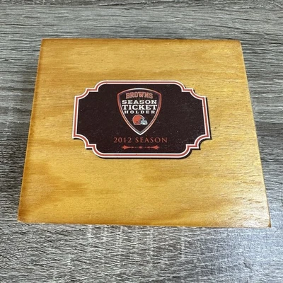 2012 Cleveland Browns Season Ticket Holder 2 Pins In Wooden Box - Image 1 of 2