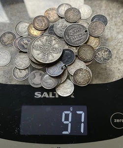 GB vor 1920 Silbermünzen 97 Gramm Shilling Threepence Victoria Edward Lot 98 - Bild 1 von 9