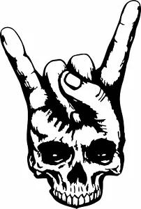 Skull Hand Horns Rock N Roll Heavy Metal DIO Window Vinyl Decal Sticker - Foto 1 di 2