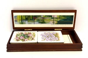 Vintage Readers Digest Corporate Art Collection Wooden Games Box 2 Card Decks - Picture 1 of 12