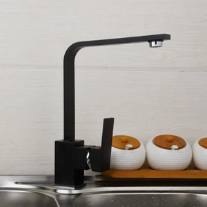 Grifo de cocina moderno de mango único lavabo grifo mezclador negro - Imagen 1 de 9