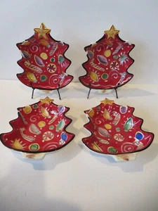 Clay Art NAVIDAD Stone Lite 4 Piece Dip Snack Bowl Set Christmas Tree- Red 2004 - Picture 1 of 8