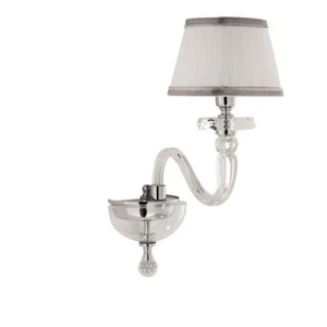 Applique Murale Classique Avec Verre Et Cristal Transparent Abat-Jour Chrome - Picture 1 of 1