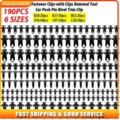 Auto Fastener Plastic Fastener Rivet 190Pcs Car Push Pin Rivet Trim Clips Kit - Image 1 of 4