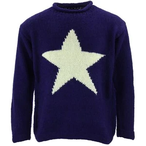 Grobstrickpullover Wolle Stern Pullover 100% Pulli warm Erwachsene Nepal locker rein - Bild 1 von 6