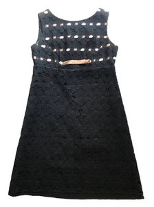 Vintage Berketex Lace Shift Cocktail Dress - 60s Black Nude 34” - Picture 1 of 7
