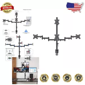 Quad LED Monitor Stand with Extra Tall 31.5" Pole - Heavy Duty Adjustable Mount - Picture 1 of 8