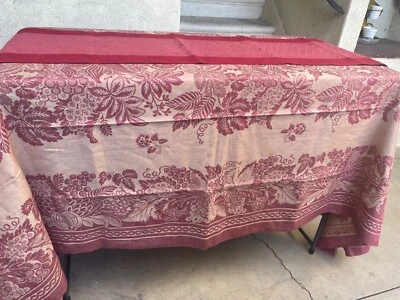 Williams Sonoma Grape Flora Print Tablecloth Table Runner Placemats lot Burgendy - Image 1 of 4