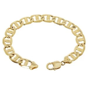 Men's 10k Yellow Gold Concave Mariner Chain Bracelet 7" 11 mm 24.3 grams - Bild 1 von 5
