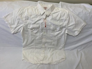 True Religion White Cream Short Sleeve Button Front Shirt Top Boys XXXL USA MADE - Picture 1 of 10