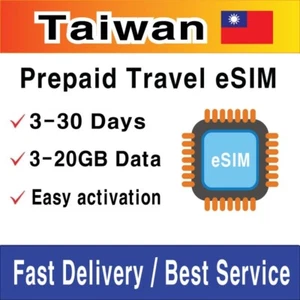 (eSIM) Carte SIM Taiwan Travel | 3-20 Go | 3-30 jours | Activation du QR Code - Photo 1 sur 4