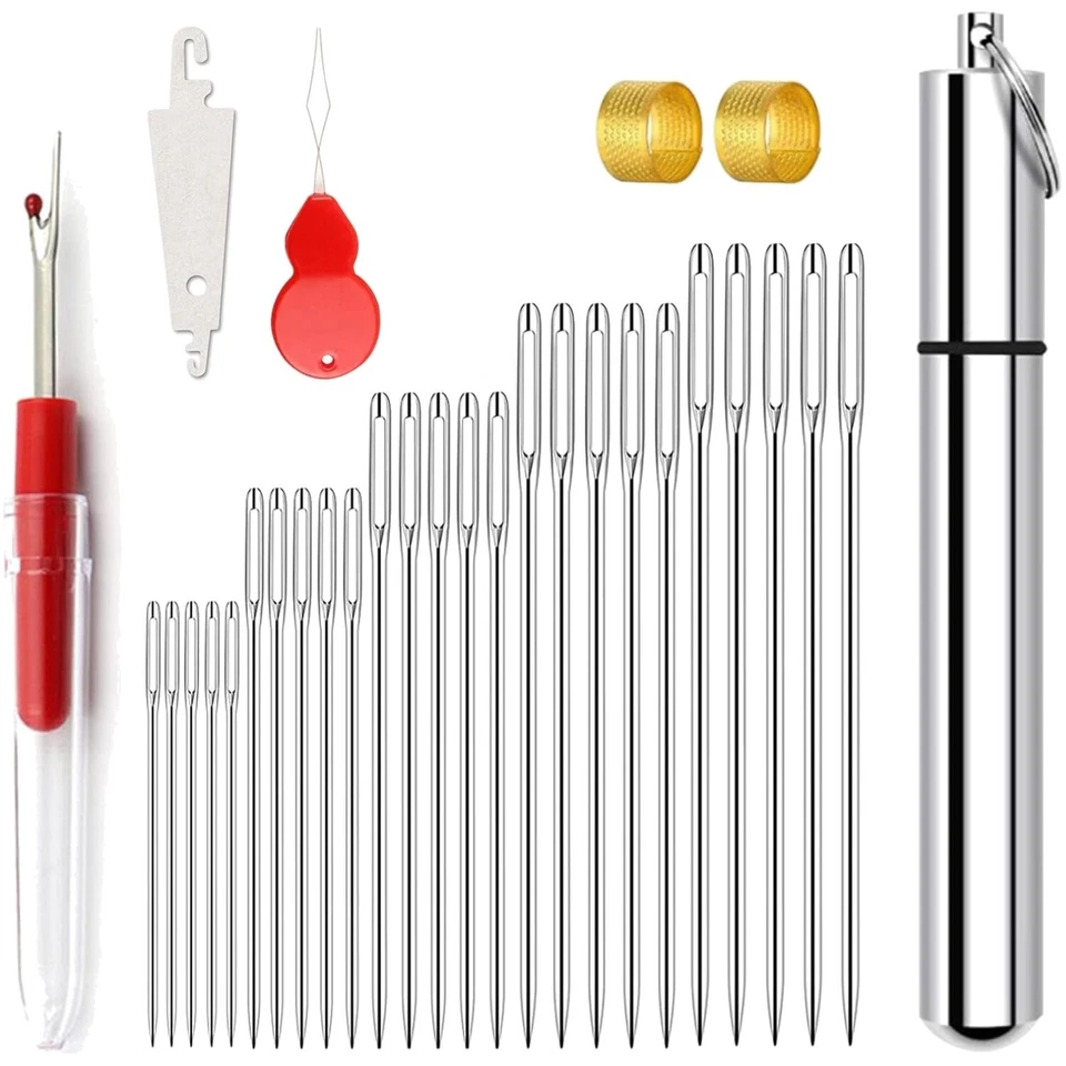 Ago Cucito Professionale in Acciaio: 25 Pezzi con Strumenti per Cucire Inclusi - Immagine 1 di 2