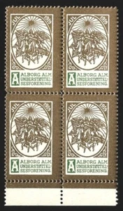 Denmark Aalborg 1919 Angels Local Xmas Seal  AFA #13 VF-NH BLOCK CV 100.00 DKK - Picture 1 of 2