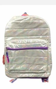 New Wonder Nation Girl's Iridescent Shimmer Rainbow Quilted Backpack School Bag - Picture 1 of 2