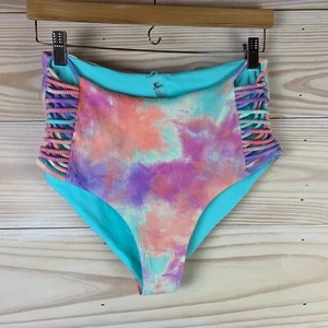 Pantalones de baño de bikini Tinibikini para mujer XL pastel lazo teñido reversible acanalado tiro alto - Imagen 1 de 9