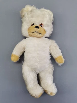 DDR Stofftier Teddy weiß beige 36 cm Glasaugen Kuscheltier Stoffteddy Spielzeug - Bild 1 von 4
