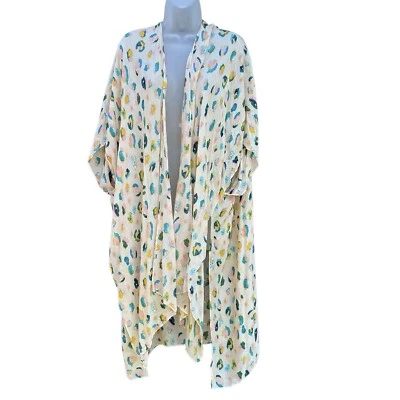 RACHEL ROY Womens Multicolor Pastel Open Front Cover Up Kimono Boho Lightweight - Image 1 of 4