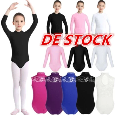 DE Kinder Mädchen Ballettanzug Langarm Trikot Leotard Turnanzug Bodysuit Overall - Bild 1 von 3