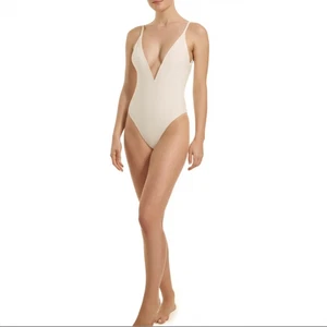 Neu mit Etikett Yitty Damen Badeanzug Einteiler Größe XXL weiß tiefer V-Ausschnitt hochgeschnitten - Bild 1 von 9