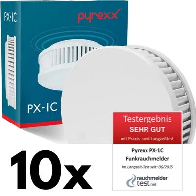 Pyrexx PX-1C Funk-Rauchmelder - 10er Set | 10 Jahre Batterie | Magnetpad | VdS - Bild 1 von 4