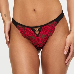 Ann Summers Endless Attraction Thong Black & Red Sizes 6~18 - Picture 1 of 8