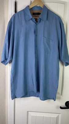 Bugatchi 100% Linen S/S Button Down Shirt Mens XL Teal Blue Resort Coastal Beach - Image 1 of 4