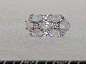 CHUCK CLEMENCY STS STERLING SILVER MOONSTONE OPAL & AMETHYST GEMSTONE RING SZ 8 - Picture 1 of 8