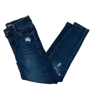 Girls Dark Distressed Jeggings 6x - Picture 1 of 5