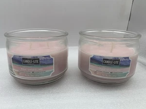 Lot Of 2 Candle-Lite Candle Scented 10 oz Pink Shoreline New Without Cap - Picture 1 of 7